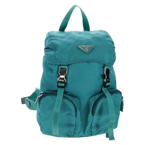 PRADA Backpack Nylon Turquoise Blue Silver Auth 157362V main image 4